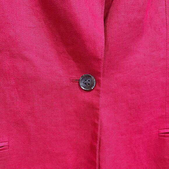 Talbots 100% Irish Linen Blazer Jacket Red One Button Lined Vintage Womens 14 - Picture 3 of 6